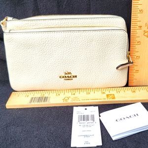 Coach Chalk wristlet PBL LTHR DBL ZIP WLT